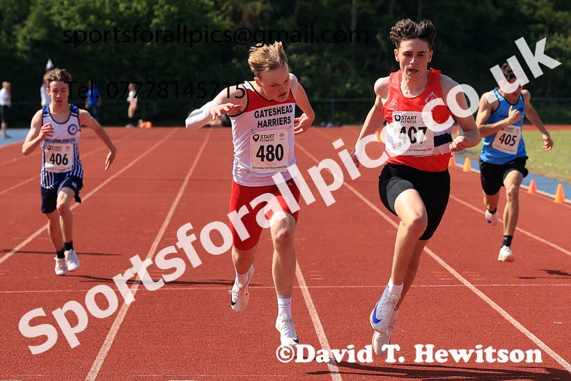 Mens under-17s 200 metres, 2025 North Eastern Track and Field Champs., Shildon, County Durham. Photo: David T. Hewitson/Sports for All Pics